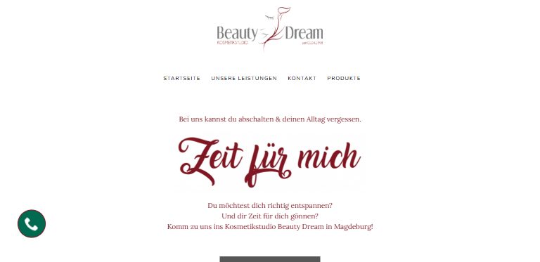 Webdesign-Referenz: Website des Kosmetikstudios Beauty Dream Magdeburg