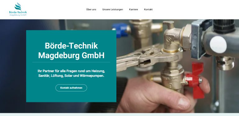 Webdesign-Referenz: Website der Börde-Technik Magdeburg GmbH für Heizung und Sanitär