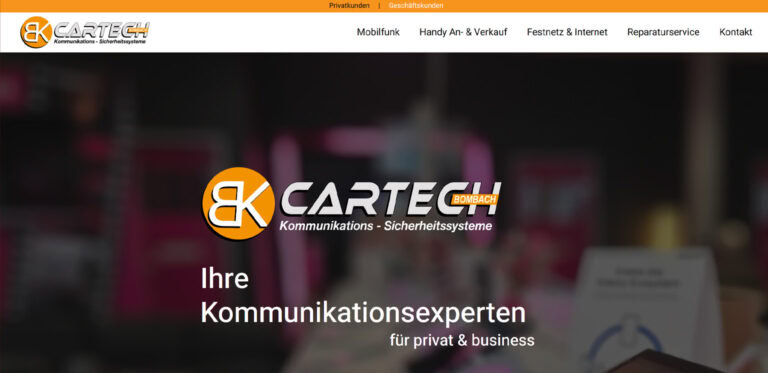 Webdesign-Referenz: Website der Kfz-Werkstatt Cartech Bombach