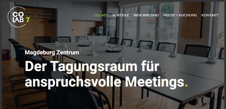 Webdesign-Referenz: Website des Tagungsraums Colab7 in Magdeburg