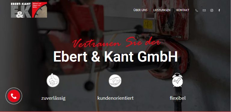 Webdesign-Referenz: Website von Ebert & Kant, Kernbohrungen und Betonsägen