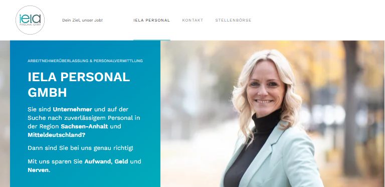 Webdesign-Referenz: Website von IELA Personal, Personalvermittlung