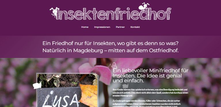Webdesign-Referenz: Website des Insektenfriedhofs Magdeburg