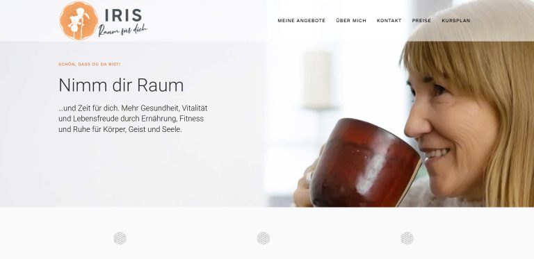 Webdesign-Referenz: Website von Iris – RAUM für dich, Pilates und Ernährungsberatung