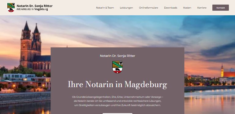 Webdesign-Referenz: Website der Notarin Dr. Sonja Ritter in Magdeburg