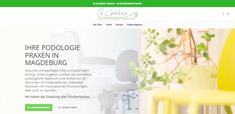 Webdesign-Referenz: Website der Podologie-Praxis B. Gehbar in Magdeburg