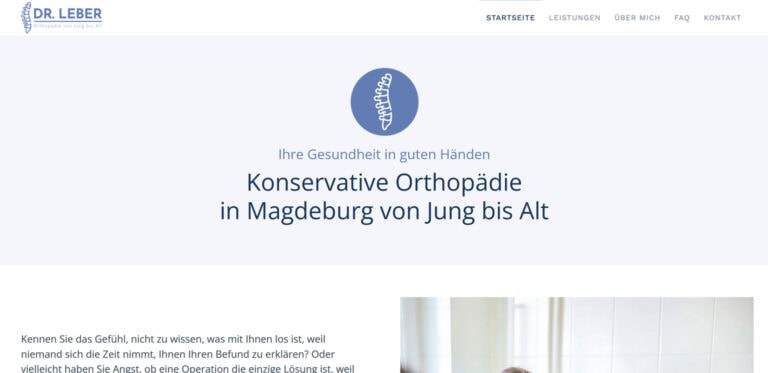 Webdesign-Referenz: Website der orthopädischen Arztpraxis Dr. Leber