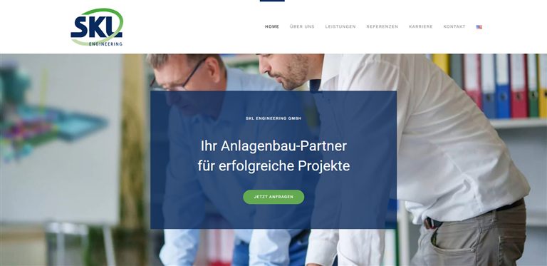 Webdesign-Referenz: Website der SKL Engineering GmbH, Anlagenbau