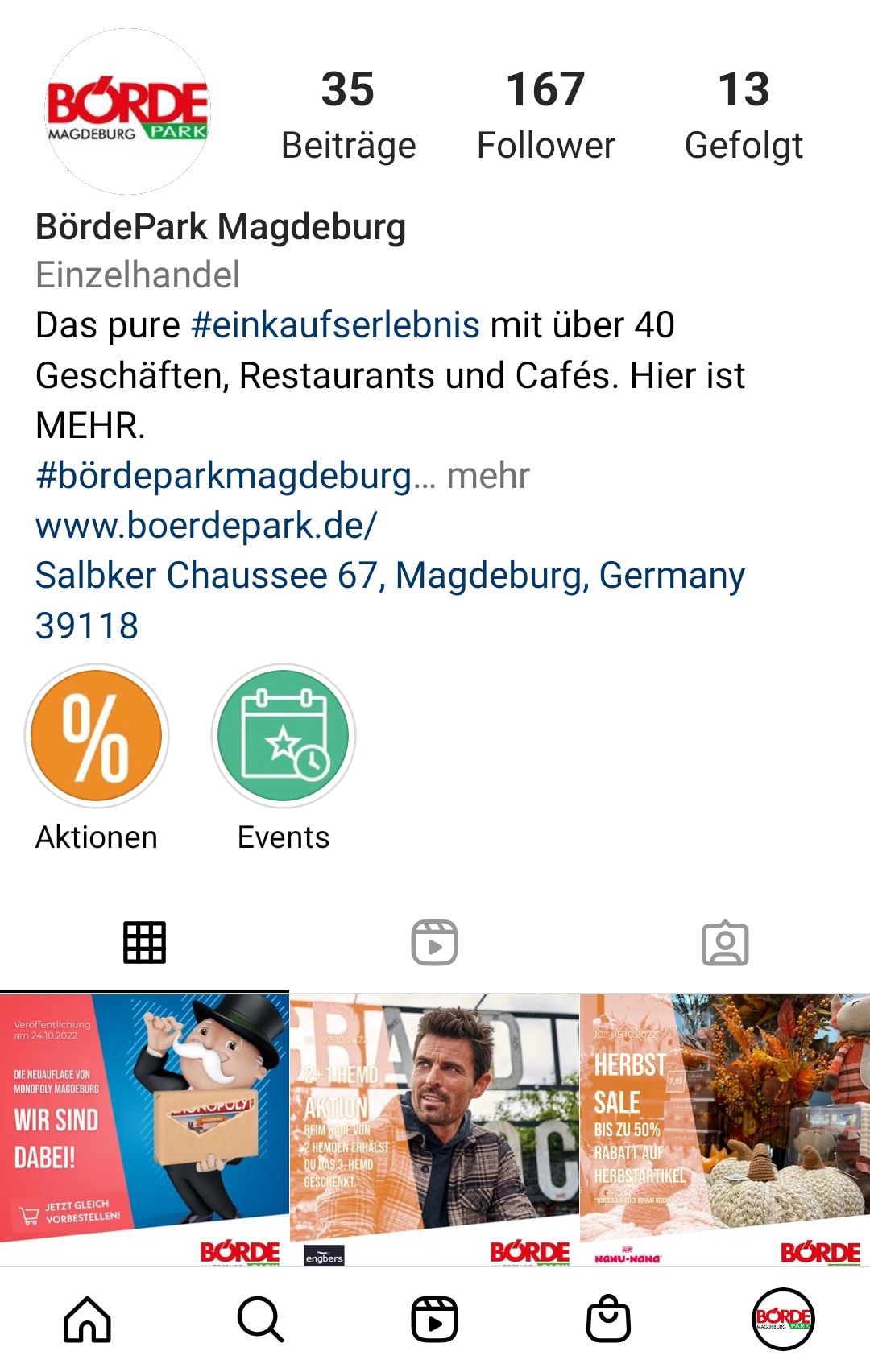 Social-Media-Referenz: Instagram-Kanal des Börde Park Magdeburg