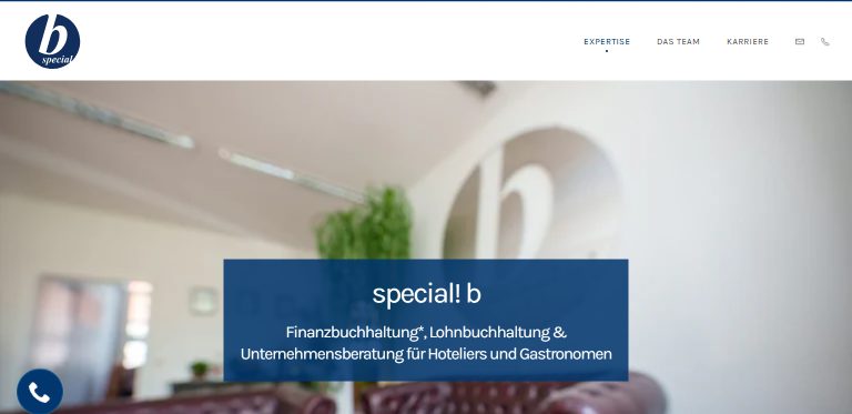 Webdesign-Referenz: Website von Special! b, Buchhaltung für Hoteliers