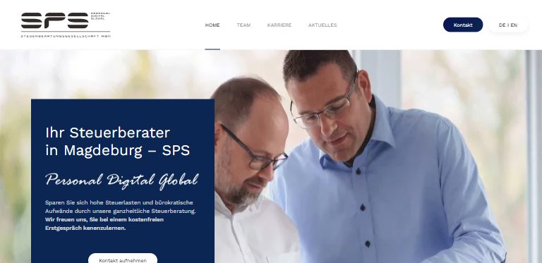 Webdesign-Referenz: Website der SPS Steuerberatungsgesellschaft mbH Magdeburg