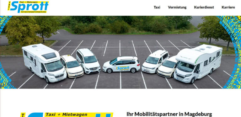 Webdesign-Referenz: Website von Taxi-Sprott mit Klick-zum-Anruf