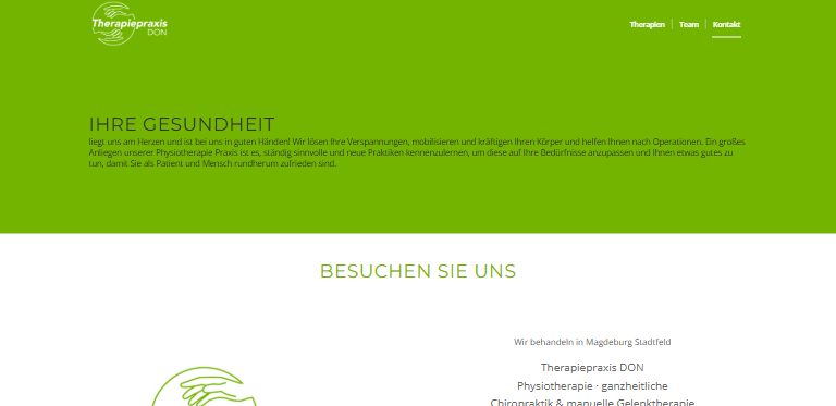 Webdesign-Referenz: Website der Therapiepraxis DON, Physiotherapie Magdeburg-Stadtfeld
