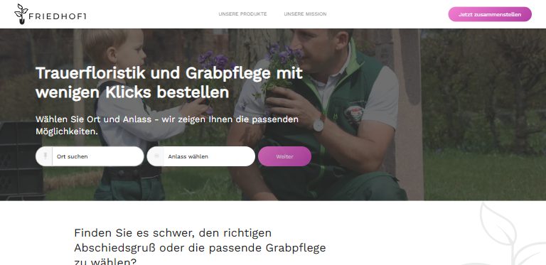 Shop-Referenz: Online-Shop Trauerfloristik24 für Trauerfloristik und Grabpflege