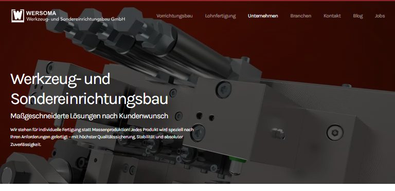 Webdesign-Referenz: Website der WERSOMA GmbH, Werkzeug- und Sondereinrichtungsbau