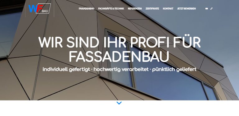 Webdesign-Referenz: Website der WF BAU GmbH, Fassadenbau